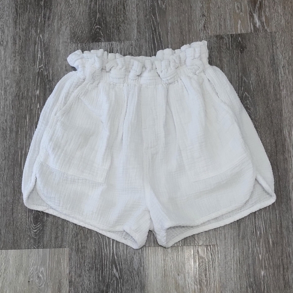 Splendid‎ Gauze Paperbag Shorts Womens Small Cotton White Pockets Beach Summer - Picture 1 of 3